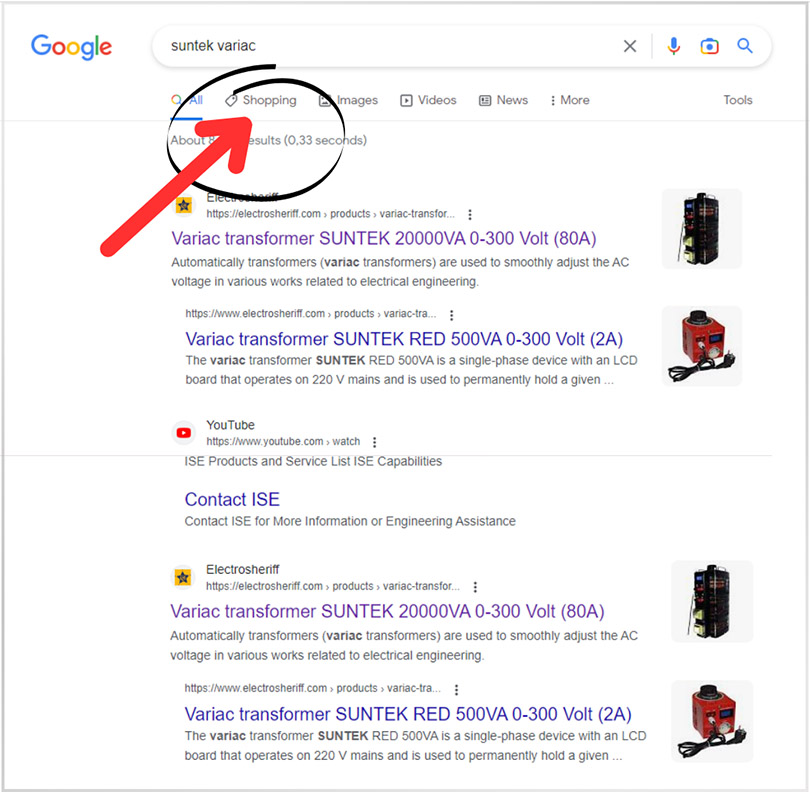 SUNTEK products have appeared in the GOOGLE SHOPPING category